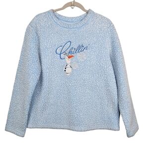 Disney Frozen Olaf Chillin Sherpa Sweatshirt Cute Christmas Sweater Size Medium